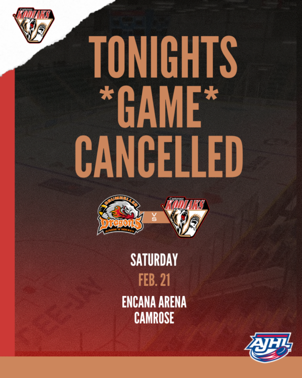 GAME CANCELLED (Feb 21st)